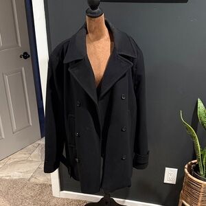 Merona Men's Classic Black Wool Pea Coat, Double Breasted